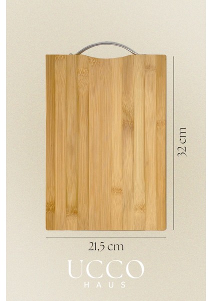 Metal Saplı Bambu Kesme Tahtası 21,5X32 cm Orta Boy – Antibakteriyel, Sağlıklı, Dayanıklı