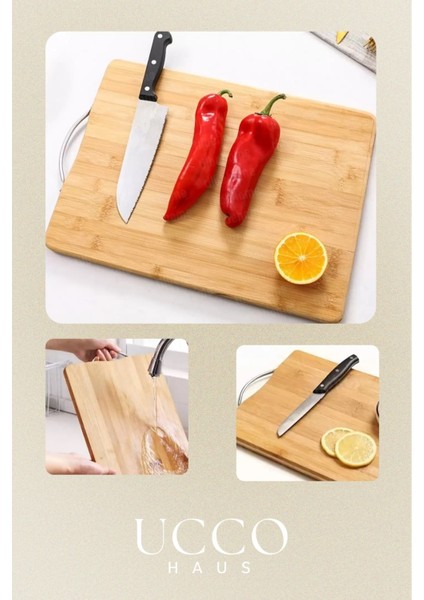 Metal Saplı Bambu Kesme Tahtası 21,5X32 cm Orta Boy – Antibakteriyel, Sağlıklı, Dayanıklı