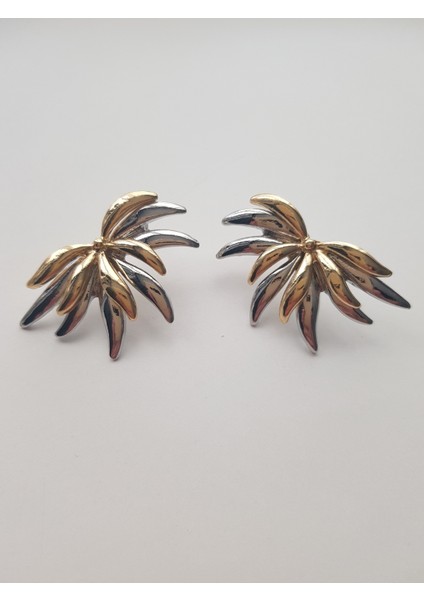 Gold Silver Palmiye Küpe