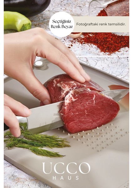 Çift Taraflı Kaymaz Kesme Panosu | Rendeli, Et, Sebze ve Meyve Pratik Plastik Kesme Tahtası Mutfak