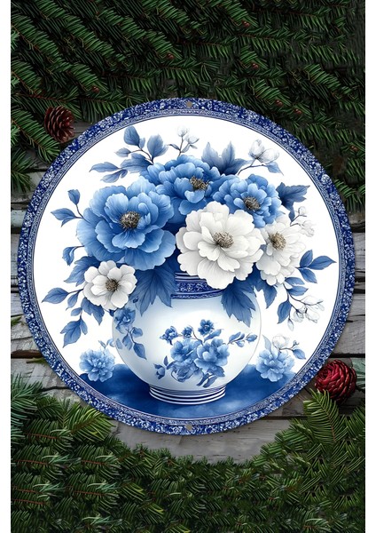 Dekoratif Mavi Beyaz Çiçek Desenli Uv Baskılı Mdf Duvar Süsü – 33X33 cm & 20X20 cm DT122 fiyatları