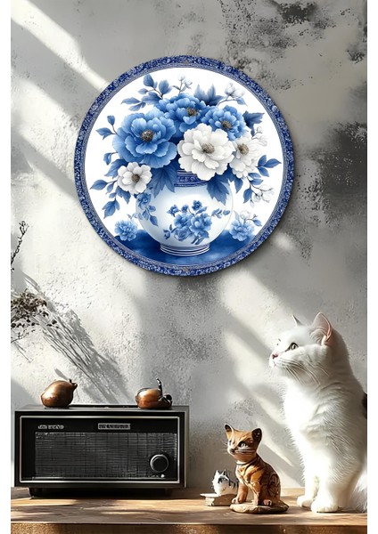 Dekoratif Mavi Beyaz Çiçek Desenli Uv Baskılı Mdf Duvar Süsü – 33X33 cm & 20X20 cm DT122 fırsatları
