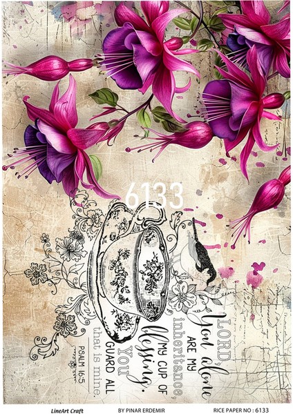 6133 Çiçek Desenli Pirinç Dekopaj 30X42