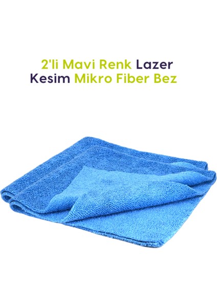Profesyonel Mikrofiber Bez Iki Mavi Renk 40 x 40 cm - Lazer Kesim Kusursuz Parlaklık!