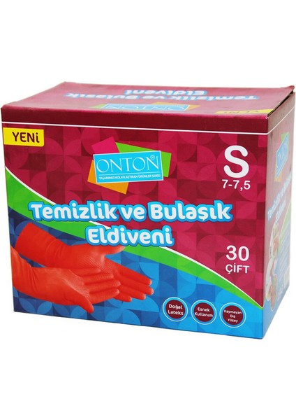 Bulaşık ve Temizlik Eldiveni 30 Çift S Beden (7 - 7,5) Kırmızı Lateks