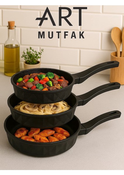 Döküm Tava Seti 3’lü – Yapışmaz Yüzeyli 20-24-28 cm