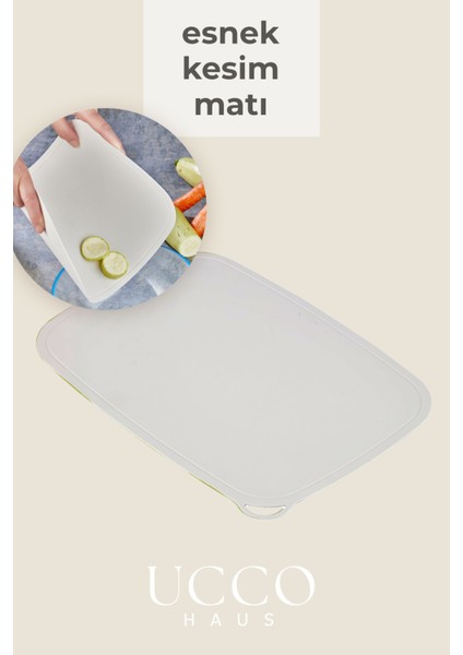 Esnek Kaymaz Kesim Matı 23X34 cm | Bıçak Dostu Pratik Doğrama ve Taşıma Altlığı Sunumluk
