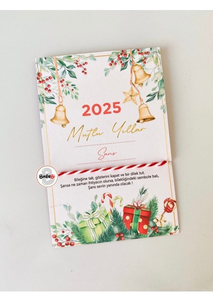 Yeni Yıl Tebrik Kartı ve Şans Bilekliği 10 Adet