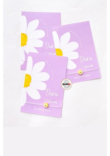 Papatya Temalı Doğum Günü Hediyesi Lila Şans Bilekliği 30 Adet