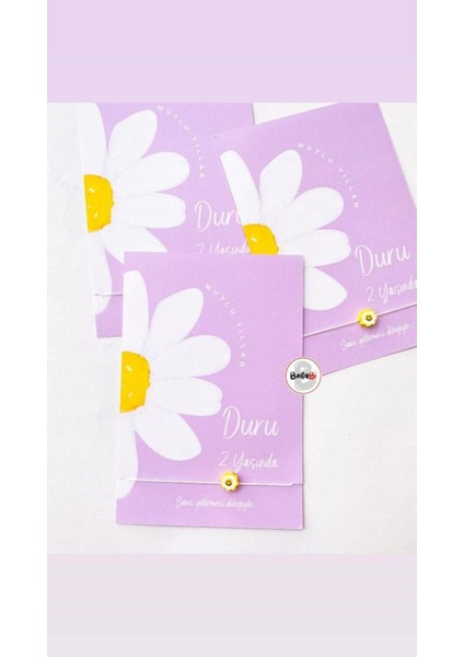 Papatya Temalı Doğum Günü Hediyesi Lila Şans Bilekliği 30 Adet fiyatları