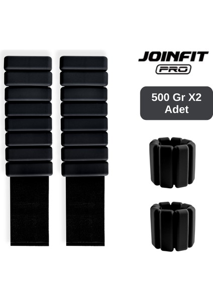 Joınfıt Pro El ve Ayak Bilek Ağırlığı Siyah 500 gr x 2 Adet | Ayarlanabilir Spor ve Fitness Ekipmanı