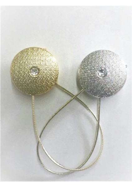 Mıknatıslı Perde Tutacağı - Yuvarlak Tek Taş Gold modelleri