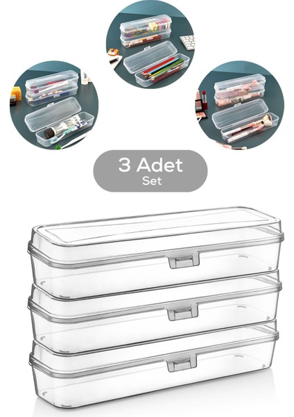 Mithra Life 3 Adet Diş Fırçası Aksesuar Makyaj Seyahat Şeffaf Plastik Saklama Kutusu MIT1238