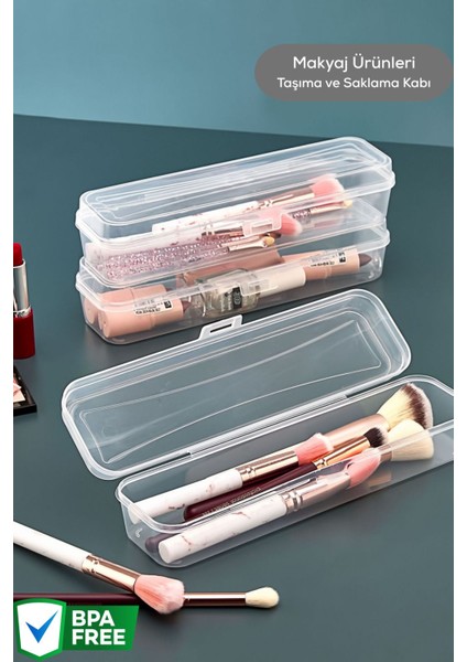 Mithra Life 3 Adet Diş Fırçası Aksesuar Makyaj Seyahat Şeffaf Plastik Saklama Kutusu MIT1238 indirimleri