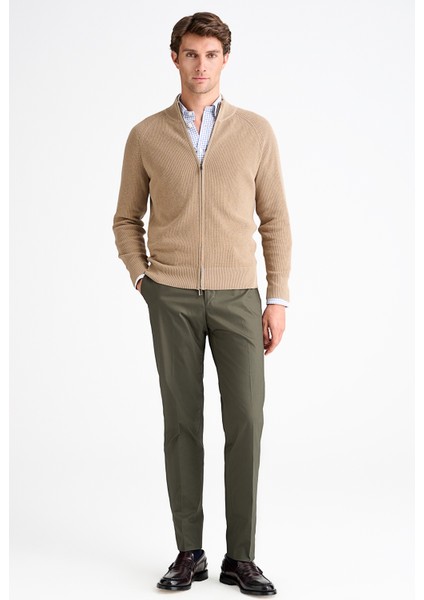 Erkek Bej Pamuk Kaşmir Karışımlı Fermuarlı Hırka fiyatları