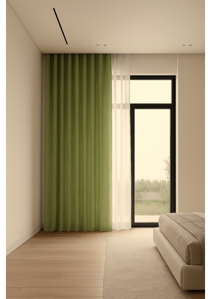 Jakar Fon Perde - Açık Yeşil - Pileli Dikim - 1x2,5 Pile - JKR450