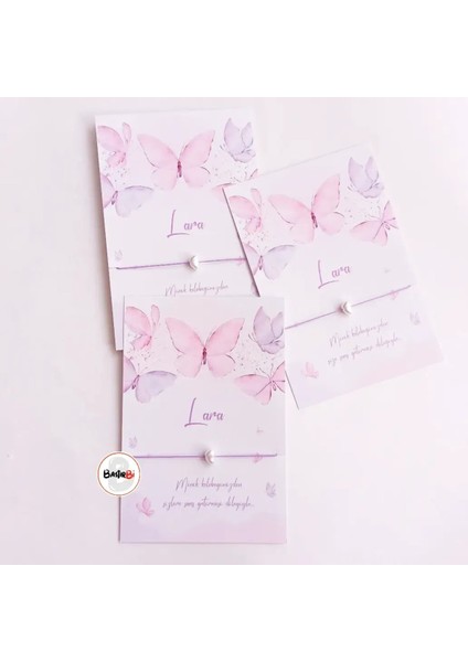 Kelebek Desenli Doğum Günü Kartı ve Şans Bilekliği 30 Adet fiyatları