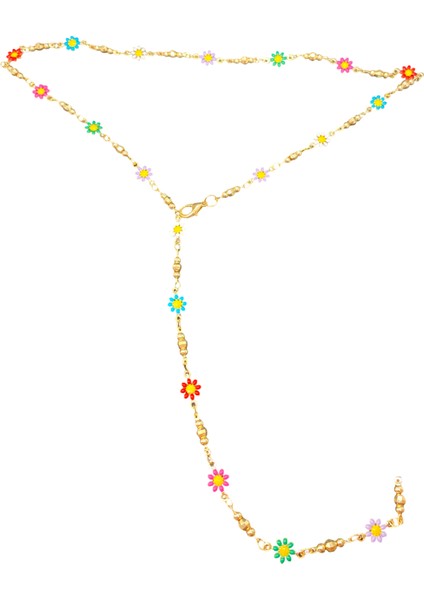 Renkli Papatyalar Model Zirkon Taş Modern Tasarım Y Model Kolye (Y2296)