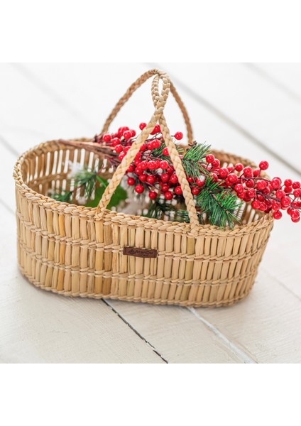 El Yapımı Doğal Hasır Kulplu Sepet – 43X22X18 cm | Piknik Sepeti, Hediye Sepeti ve Organizer Düzenleyici | Dekoratif Çok Amaçlı Sepet fiyatları