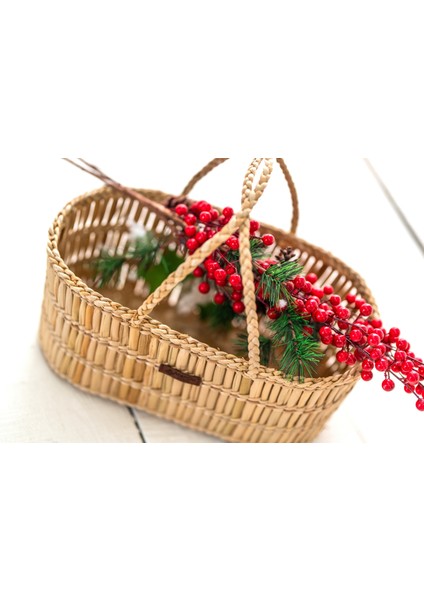 El Yapımı Doğal Hasır Kulplu Sepet – 43X22X18 cm | Piknik Sepeti, Hediye Sepeti ve Organizer Düzenleyici | Dekoratif Çok Amaçlı Sepet indirimleri