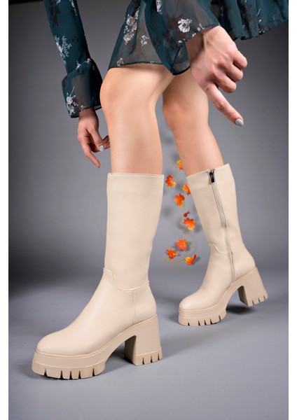 Lvamel Kadın Diz Altı Topuklu Çizme 0012501 modelleri