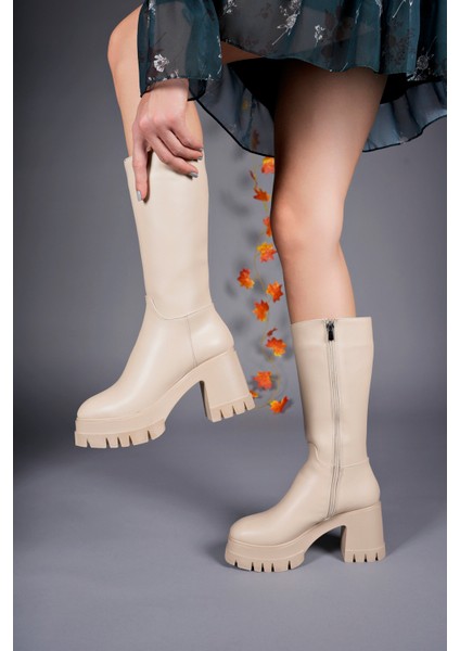 Lvamel Kadın Diz Altı Topuklu Çizme 0012501 fırsatları