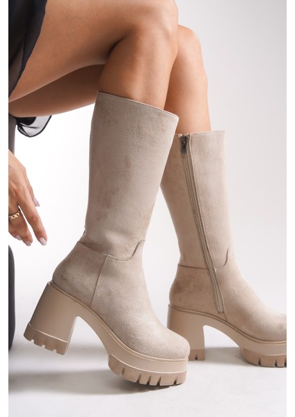 Lvamel Kadın Diz Altı Topuklu Çizme 0012501 modelleri