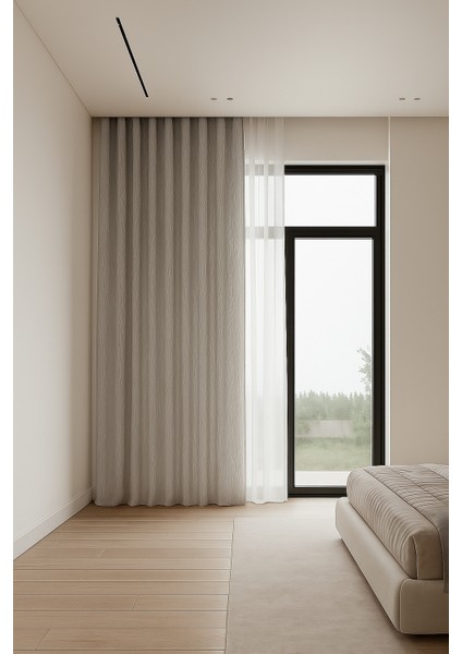 Jakar Fon Perde - Bej - Pileli Dikim - 1x2,5 Pile - Jkr 633