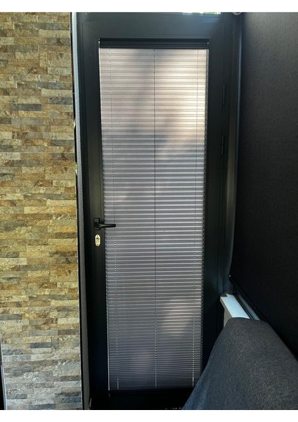 Plise Katlanır Cam Balkon Perdesi - Ofis Perdesi - Mutfak Perdesi - Salon Perdesi Antrasit modelleri