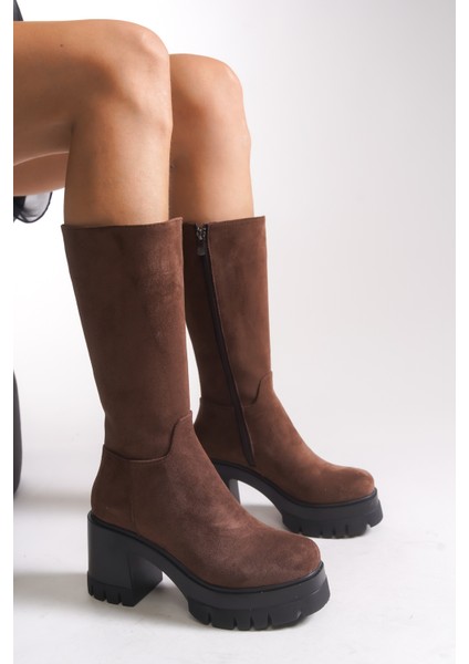 Lvamel Kadın Diz Altı Topuklu Çizme 0012501