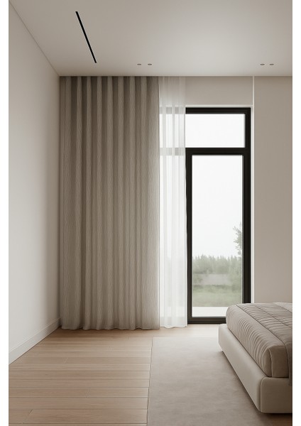 Jakar Fon Perde - Bej - Pileli Dikim - 1x2,5 Pile - Jkr 121