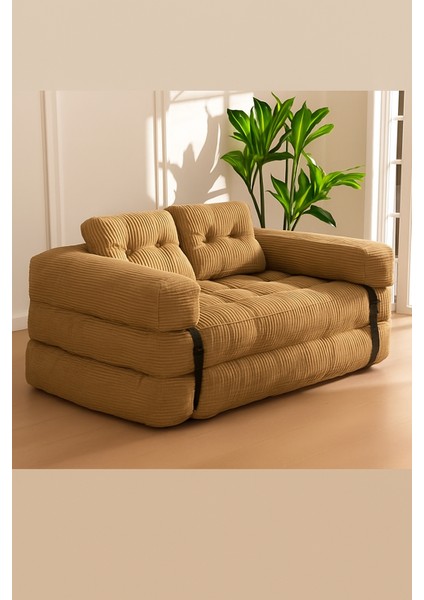 Kapri Bej Yeni Nesil Yatak Kanepe Koltuk Pati Dostu Kadife Kumaşlı