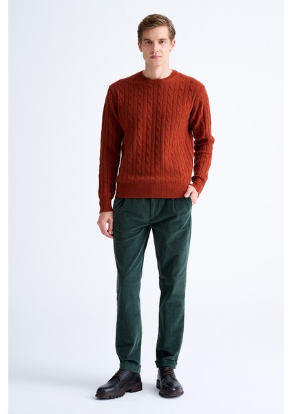 Erkek Kırmızı Bisiklet Yaka Saç Örgülü Kaşmir Kazak fiyatları