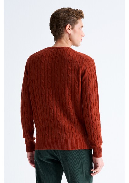 Erkek Kırmızı Bisiklet Yaka Saç Örgülü Kaşmir Kazak fırsatları