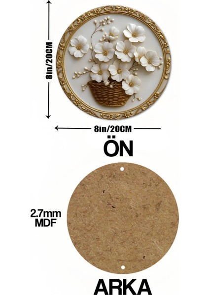 Altın Detaylı Çiçek Sepeti Tasarımlı Uv Baskılı Mdf Duvar Süsü – 33X33 cm & 20X20 cm DT116 indirimleri
