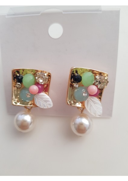 Özel Tasarım Çok Renkli Kare Küpe