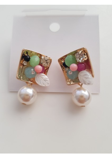 Özel Tasarım Çok Renkli Kare Küpe fiyatları