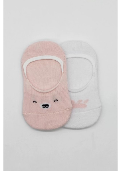 Bistyle 2'li Babet Cute Face Penye Çorap 30103 Pembe-Beyaz