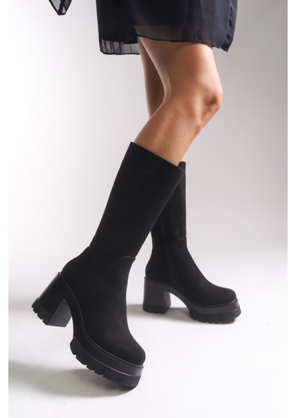 Lvamel Kadın Diz Altı Topuklu Çizme 0012501