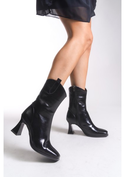 Qhicase Kadın Yüksek Topuklu Kısa Çizme 0012805 fiyatları