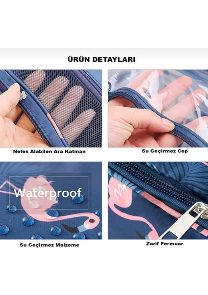 Flamingo Desenli Çok Amaçlı Makyaj Seyahat Çantası (Organizer) modelleri