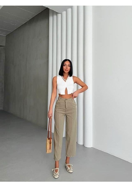 Çizgi Detaylı Gabardin Pantolon modelleri