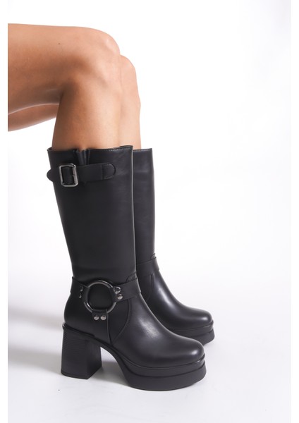 Iohlartha Kadın Tokalı Topuklu Çizme 00121515