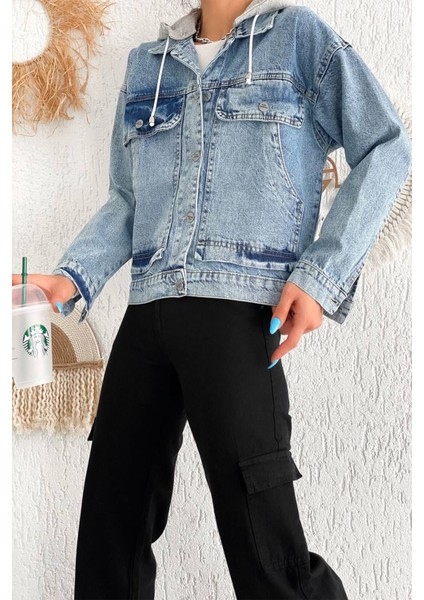 Kadın Çıkarılabilir Kapüşonlu Cepli Denim Ceket – Astarsız & Çok Amaçlı Kullanım modelleri