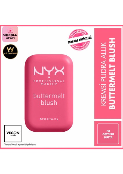 Nyx Proessional Makeup Buttermelt Blush Kremsi Pembe Pudra Allık -08 Getting Butta