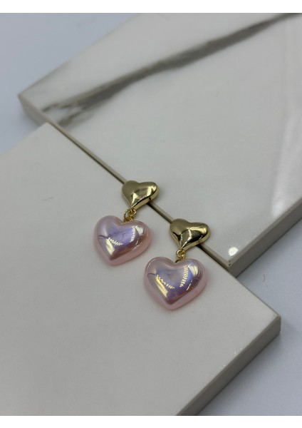 Gold Kalpli Inci Taşlı Sallantılı Küpe