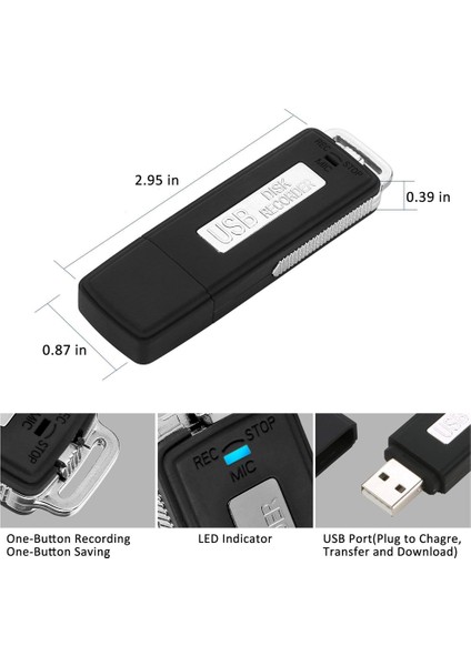 Ses Kayıt Cihazı USB Şeklinde Fark Edilmez Tasarım 16GB Tek Şarj Ile 16 Saat Kayıt fiyatları