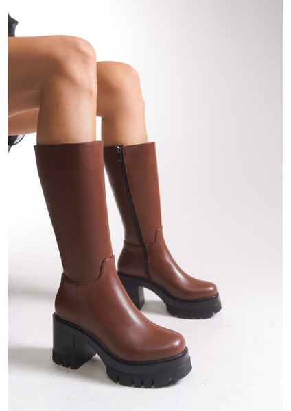 Lvamel Kadın Diz Altı Topuklu Çizme 0012501