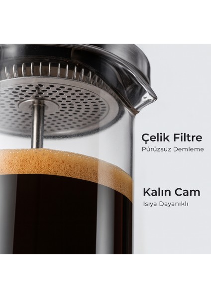 Şık Tasarım Cam French Press – 350 ml fiyatları