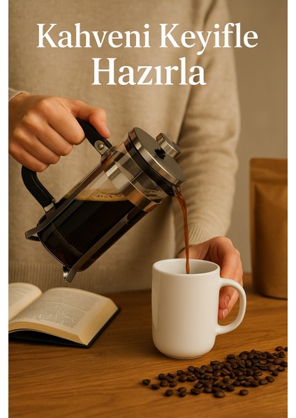 Şık Tasarım Cam French Press – 350 ml